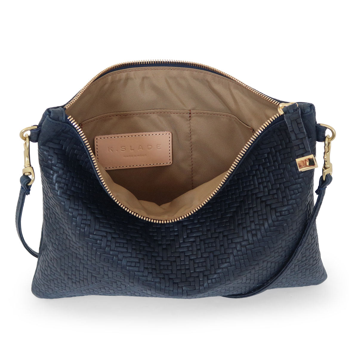 MADISON CROSSBODY | NAVY WOVEN ARGYLE