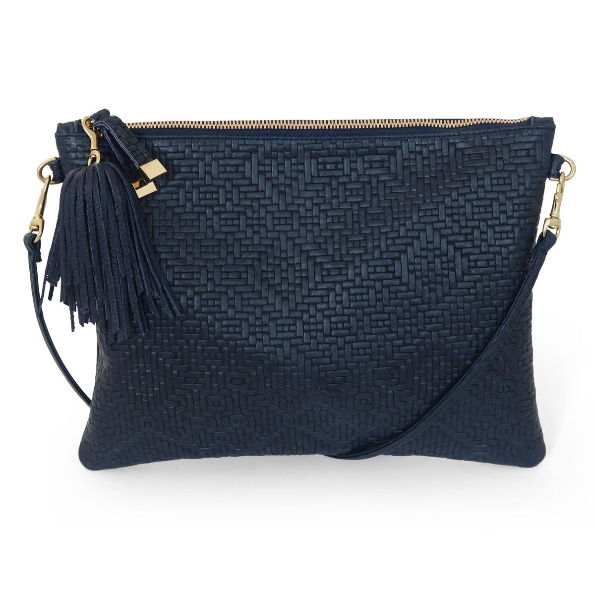 MADISON CROSSBODY | NAVY WOVEN ARGYLE