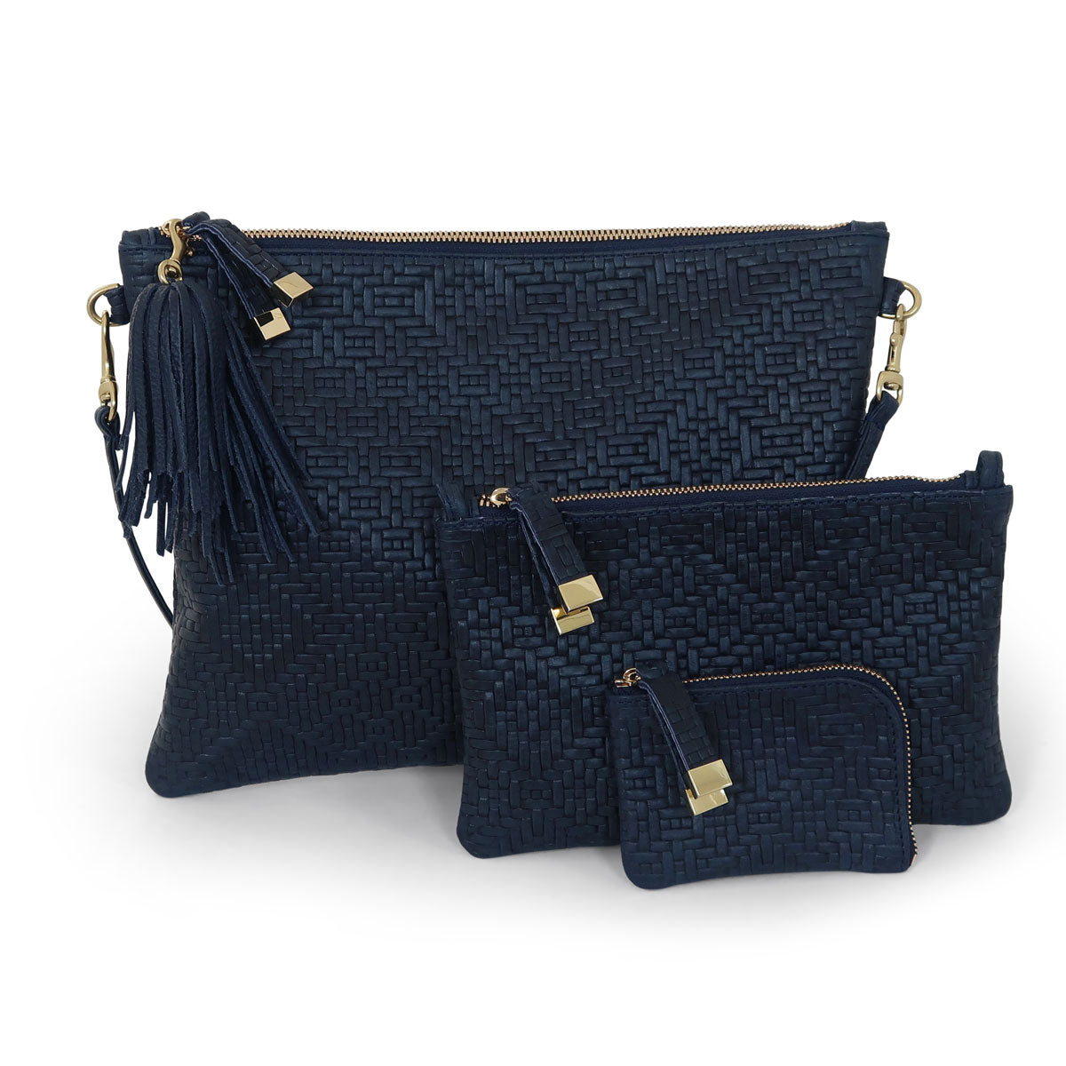 MADISON CROSSBODY | NAVY WOVEN ARGYLE