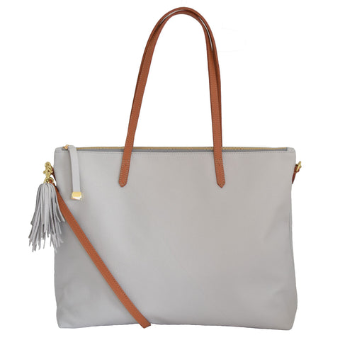 Chelsea Large Leather Slip Pocket Tote, Tan - The Leather Store